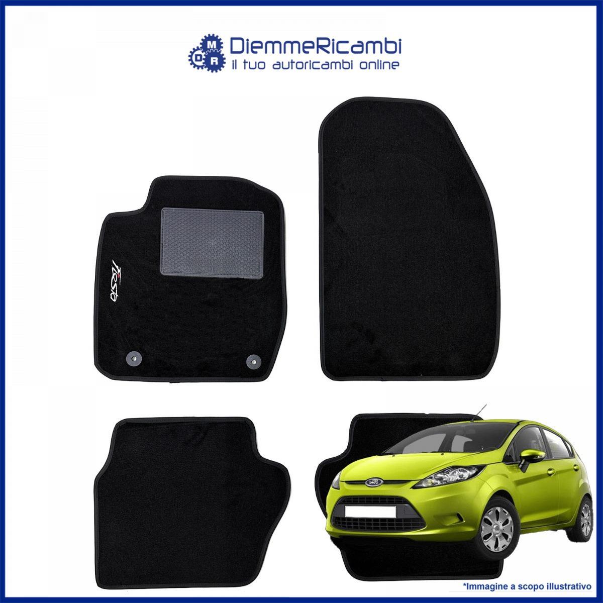 SERIE 4 TAPPETI - TAPPETINI IN MOQUETTE NERI PER FORD FIESTA VI DAL 2011 AL 2017