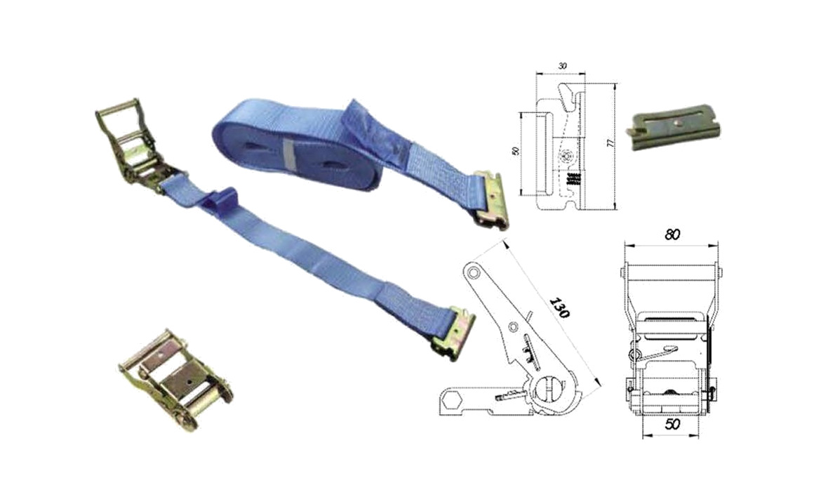 CARPRISS Cinghie tenditrici per camion PE 6+0 5 M X5 CM EN12195-2 G COMBI