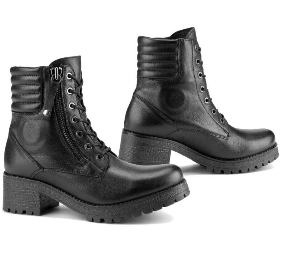 STIVALI DONNA SCARPE BOOTS MOTO FALCO MISTY LADY IMPERMEABILI NERO TG 39