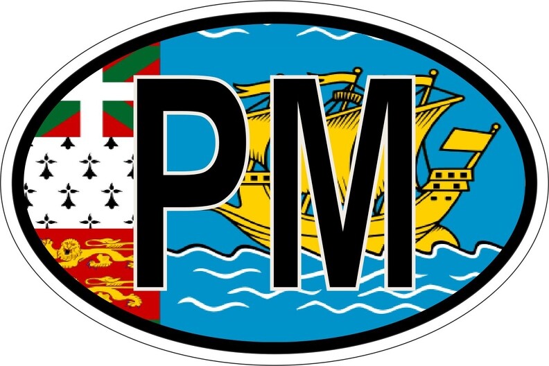 Sticker adesivi adesivo bandiera ovale codice paese saint pierre miquelon PM