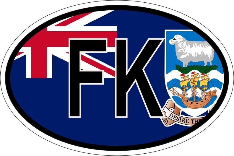Sticker adesivi adesivo bandiera ovale codice paese falkland FK