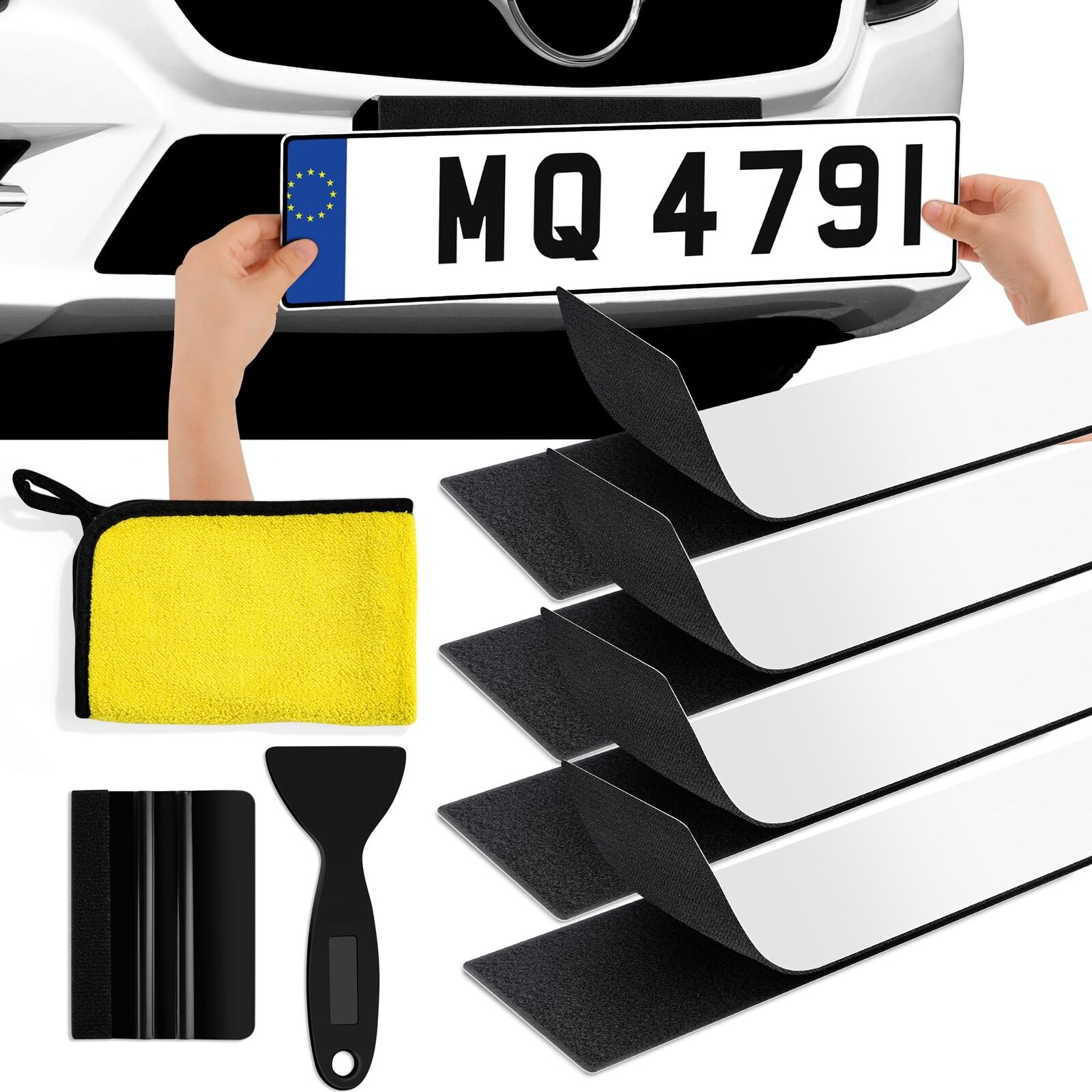4 Pezzi Adesivi Targa Auto，Portatarga Auto，Portatarga Auto Senza (w7q)
