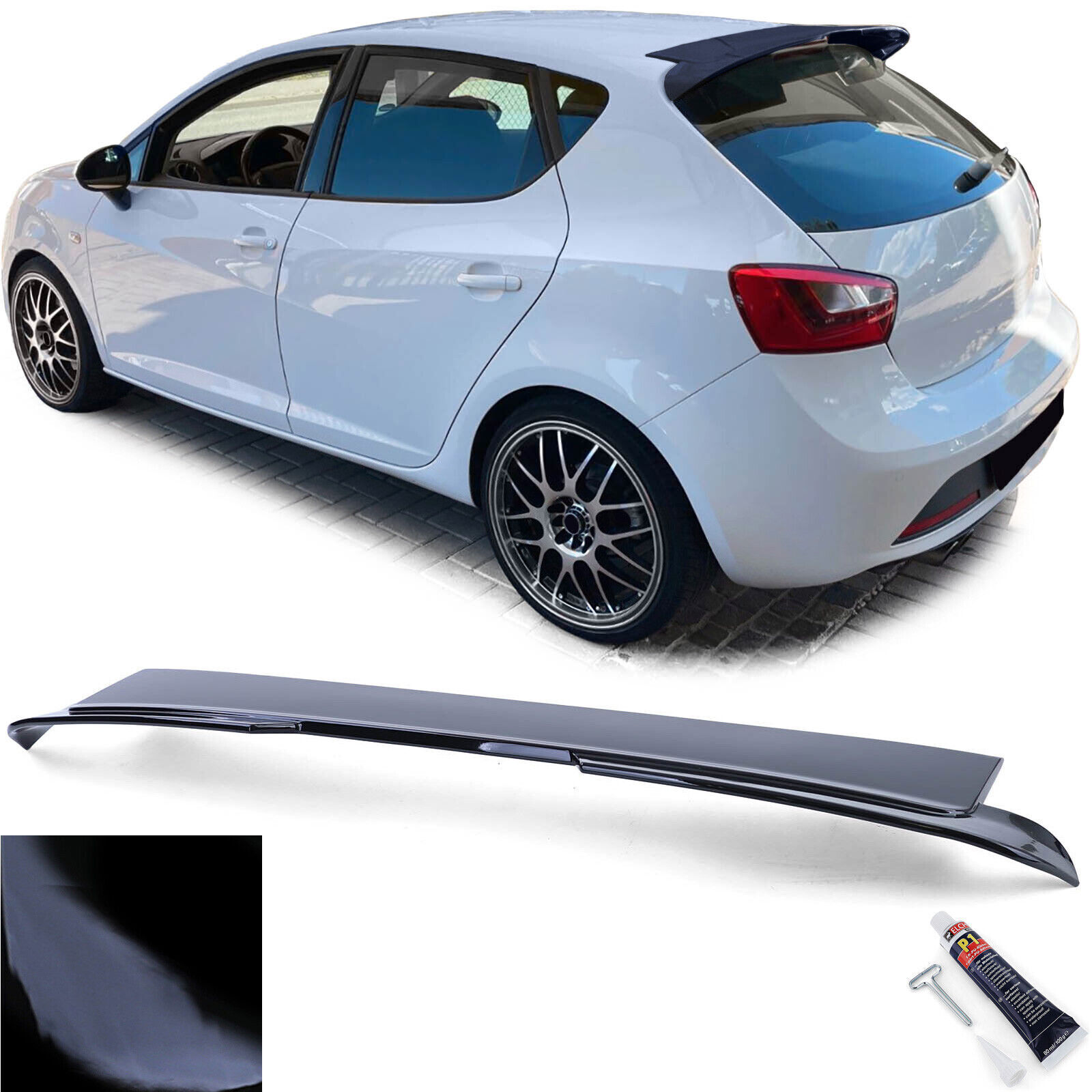 SPOILER POSTERIORE NERO TETTO ALETTONE PER SEAT IBIZA 6J 6P 5-PORTE 08-17