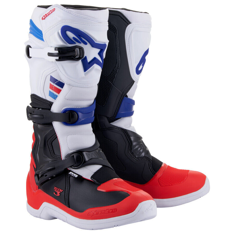 Alpinestars Tech 3 Stivali Motocross (Black/White/Red/Blue 9 (43))