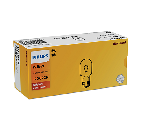 LOTTO DI 10 PEZZI Philips W16W 12V16 W2,1x9,5d CP