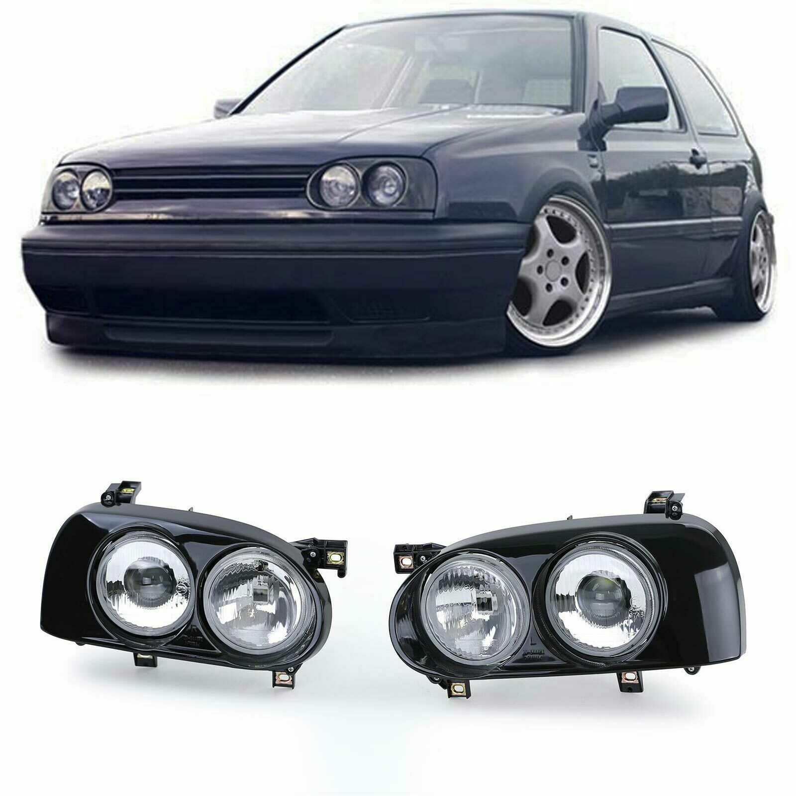 FARI ANTERIORI DARK FANALI PER VW GOLF 3 III 91-97 HEADLIGHTS NEW
