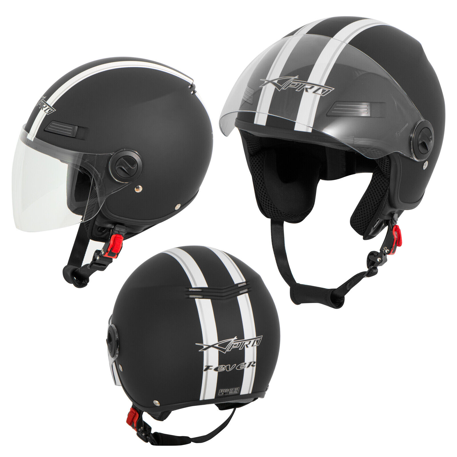 Open Face Jet Helmet Lid Motorbike Scooter Quad Visor Matt Black XS