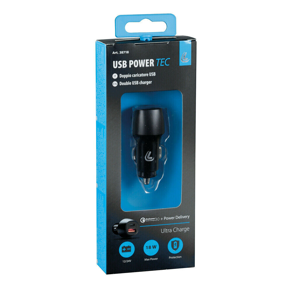 Lampa 38718: Usb Power Tec, caricabatteria 2 porte Usb - Ultra Fast Charge -..