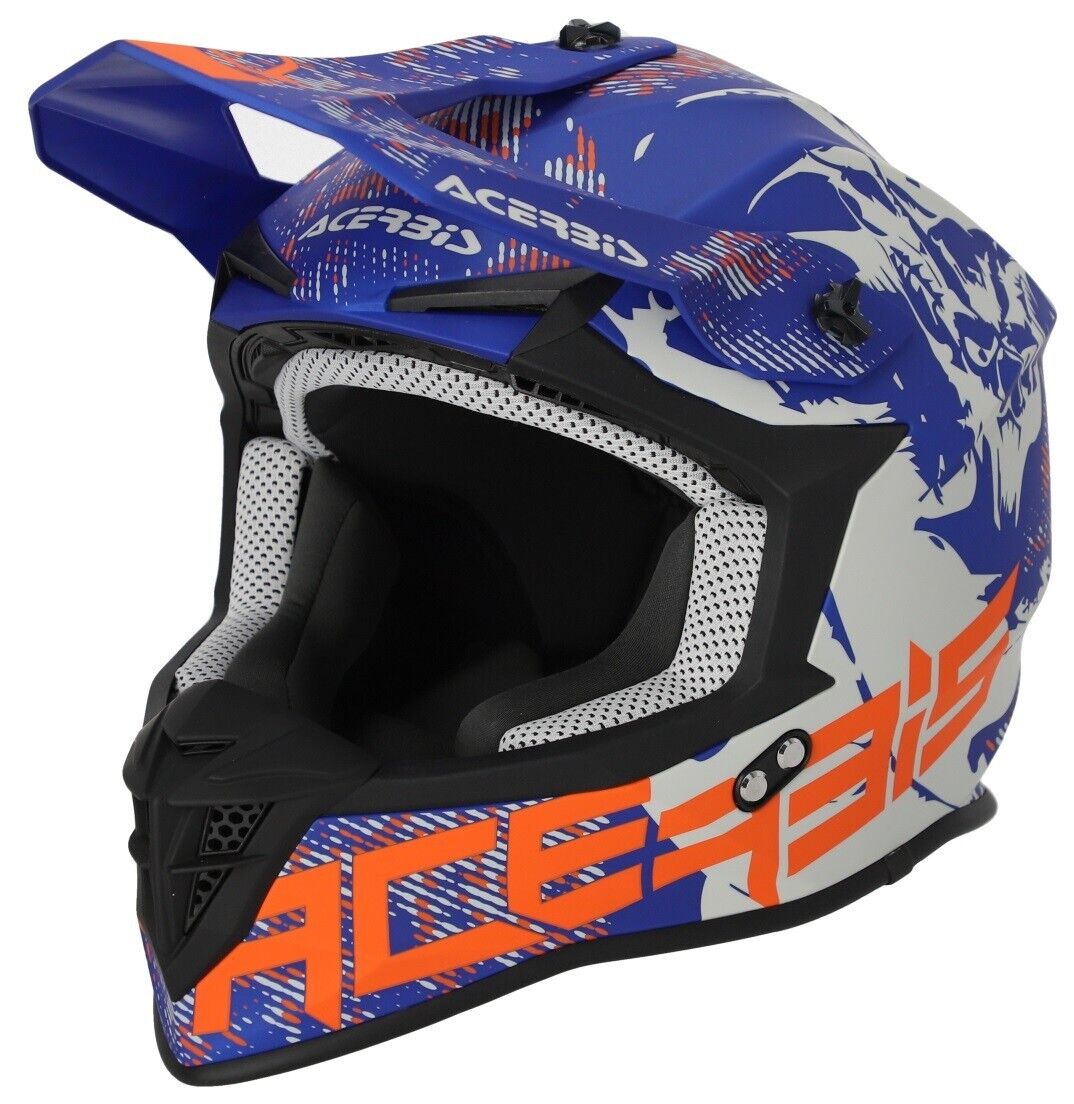 CASCO HELMET MOTO CROSS ENDURO ACERBIS LINEAR 22.06 BLU GRIGIO ARANCIONE TG L