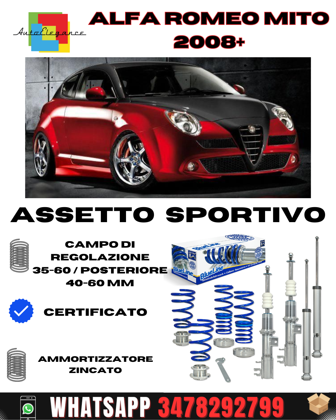 ❗✨ Assetto sportivo BlueLine adatto per Alfa Romeo MiTo 2008+ mito ✨❗