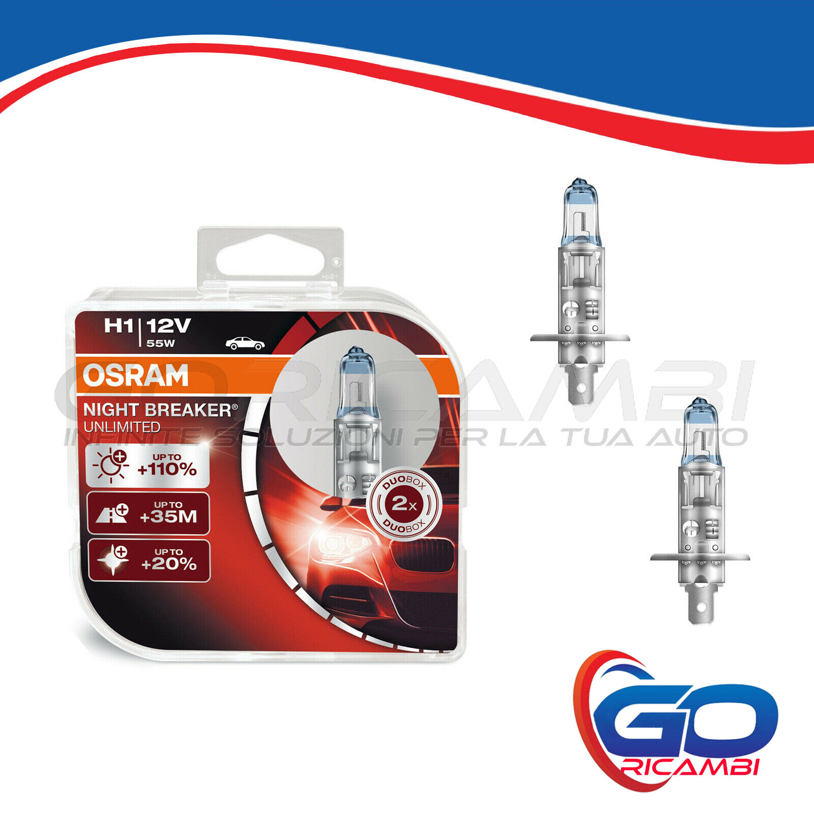 COPPIA LAMPADE H1 OSRAM NIGHT BREAKER ALOGENA 12V 55W