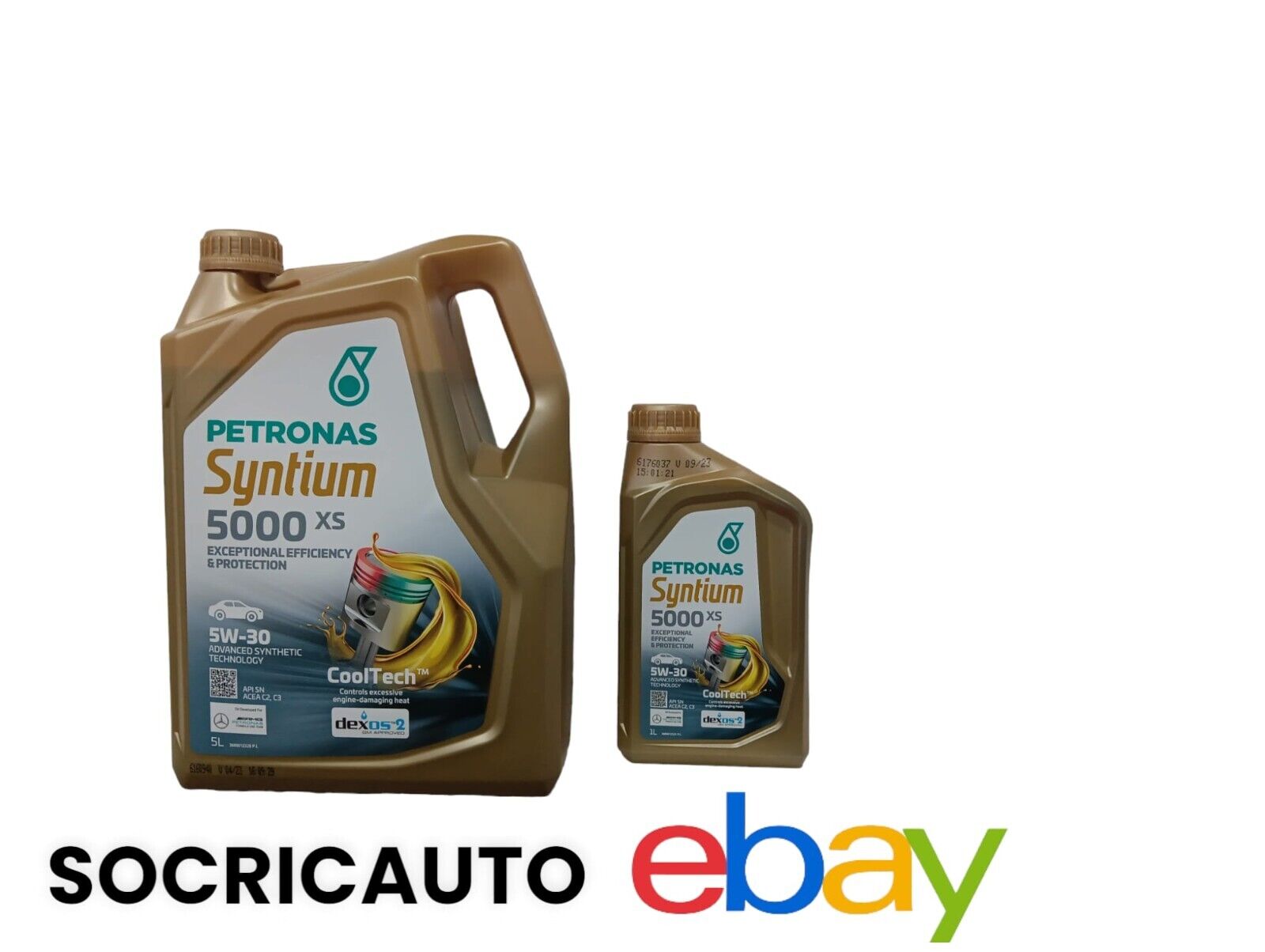 6 Litri Olio Motore Petronas Syntium 5000 Xs 5W30 FCA 955535 S3 Synthetic  C2/C3