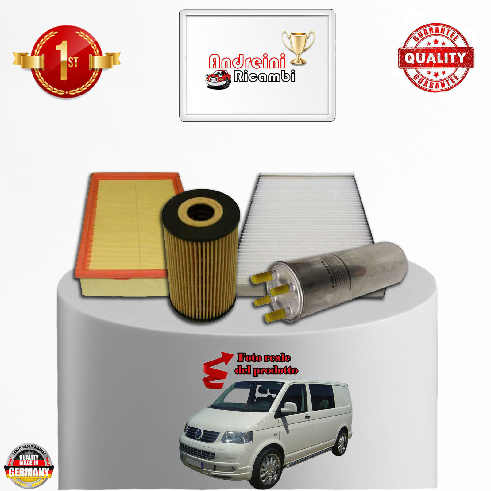 KIT TAGLIANDO 4 FILTRI VW TRANSPORTER T5 2.0 TDI 103KW 140CV DAL 2009 ->