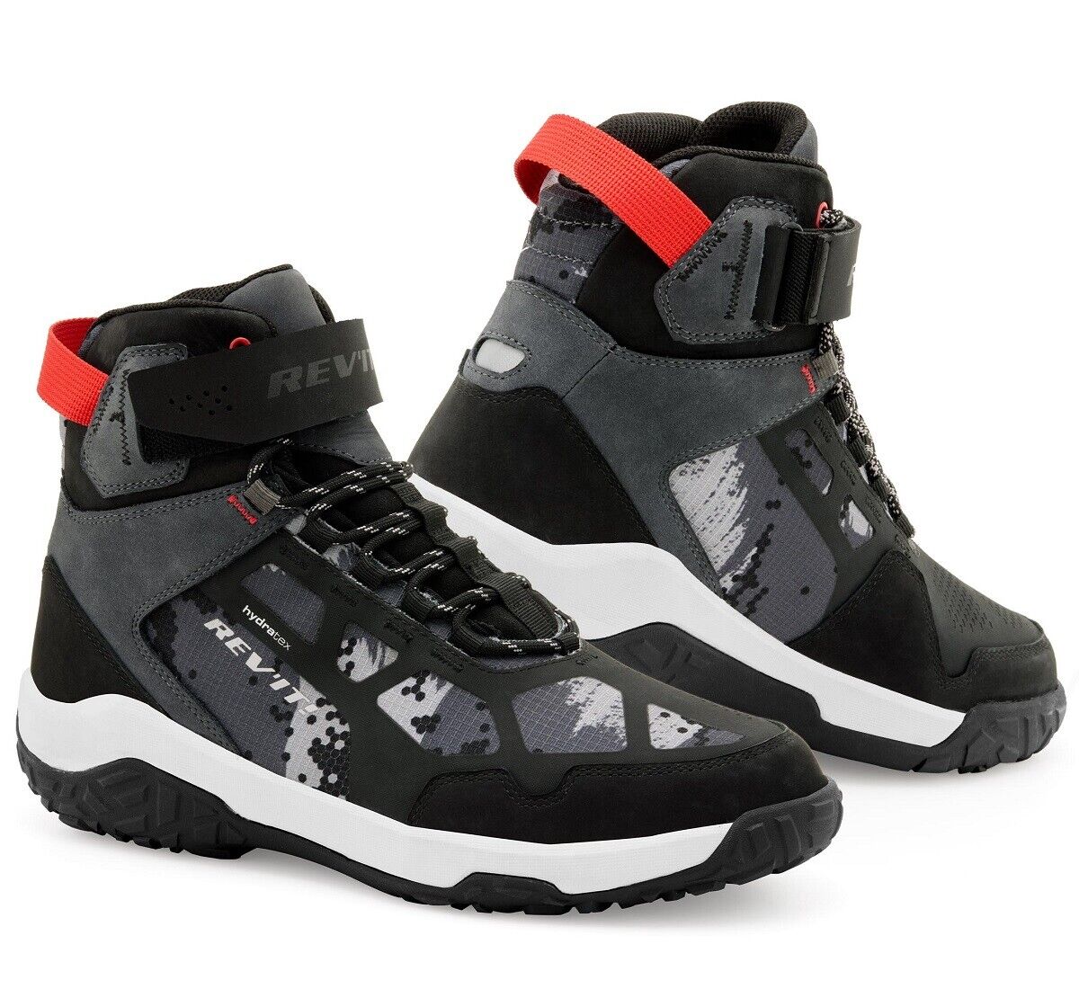 SCARPE STIVALI BOOTS MOTO REV'IT DESCENT H20 BLACK RED LEATHER PELLE TG 45