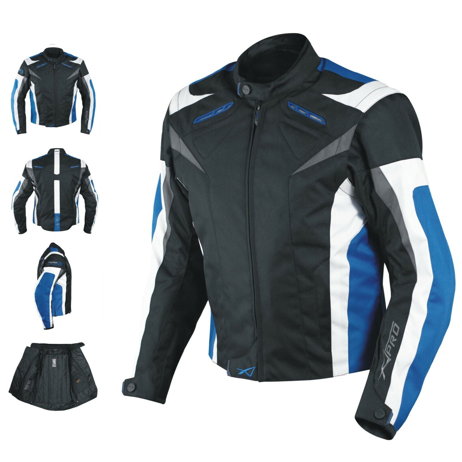 Motorcycle Jacket CE Armored Textile Motorbike Racing  Thermal Liner  Blue M