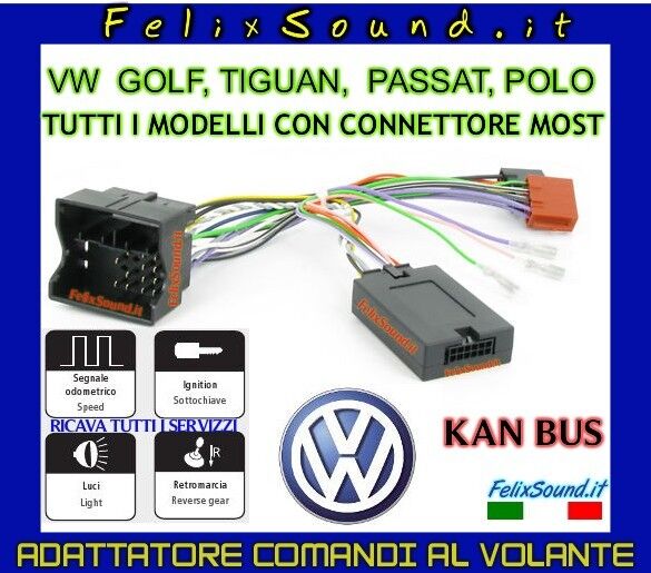 VW INTERFACCIA COMANDI AL VOLANTE CANBUS CON CONNETTORE MOST