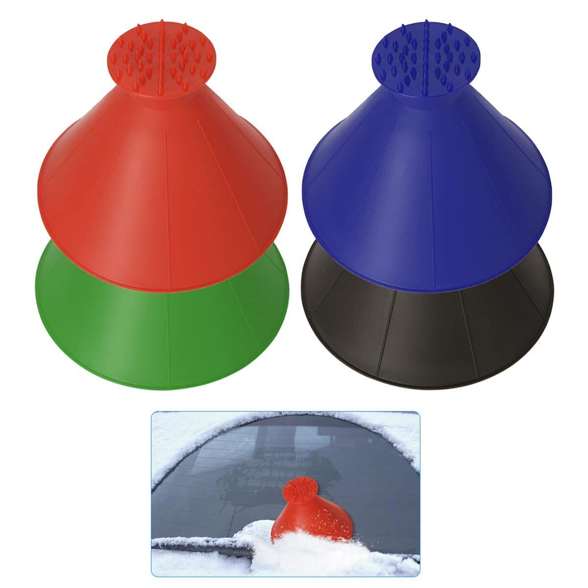 Forreen Raschietto per Ghiaccio Auto, 4 Pezzi Ice Scraper Car Round 2 in (N1R)