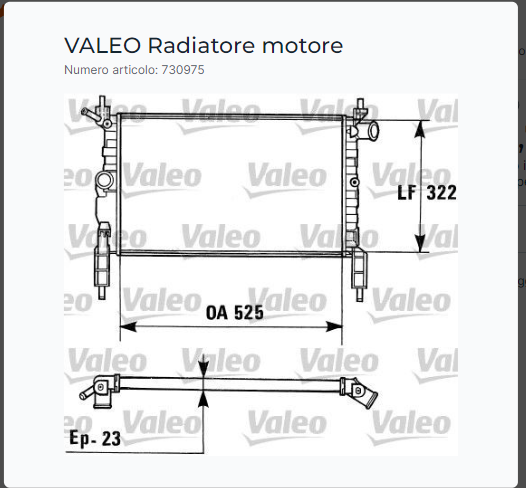 RADIATORE MOTORE OPEL ASTRA F 91   98 VALEO 730975