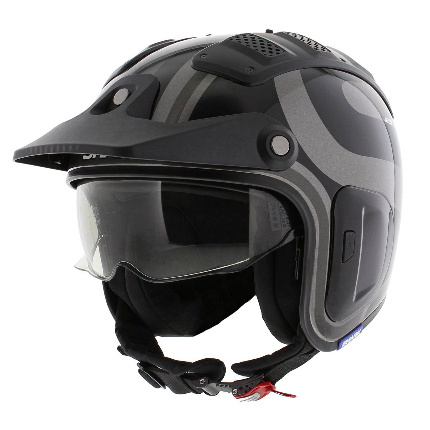 Shark X-Drak 2 Trial Helmet Thrust-R lucido antracite nero grigio AKA - Tagli...
