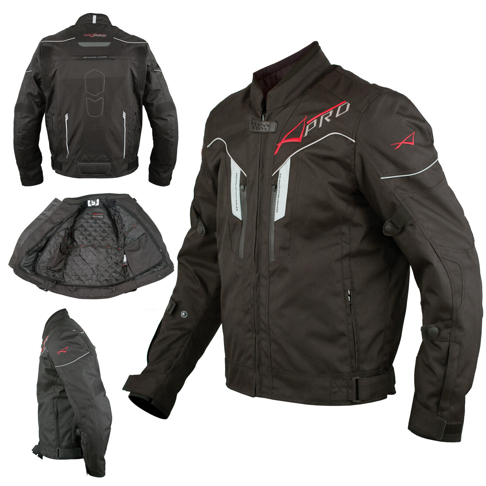 Motorcycle Textile Sport Jacket Reflective Armour CE Motorbike Black 3X