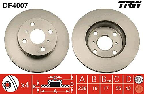 TRW AUTOMOTIVE DF4007 Dischi Fr.Ant.Toyota Starlet (P8)