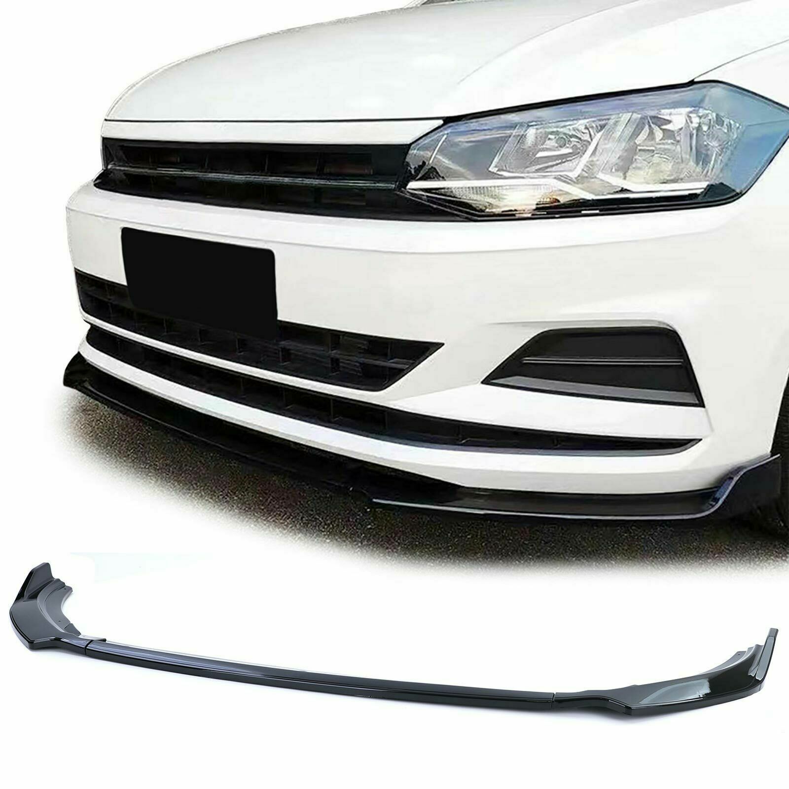 SOTTOPARAURTI ANTERIORE NERO LUCIDO PER VW POLO 6 2G AW 2017 SPORT LOOK