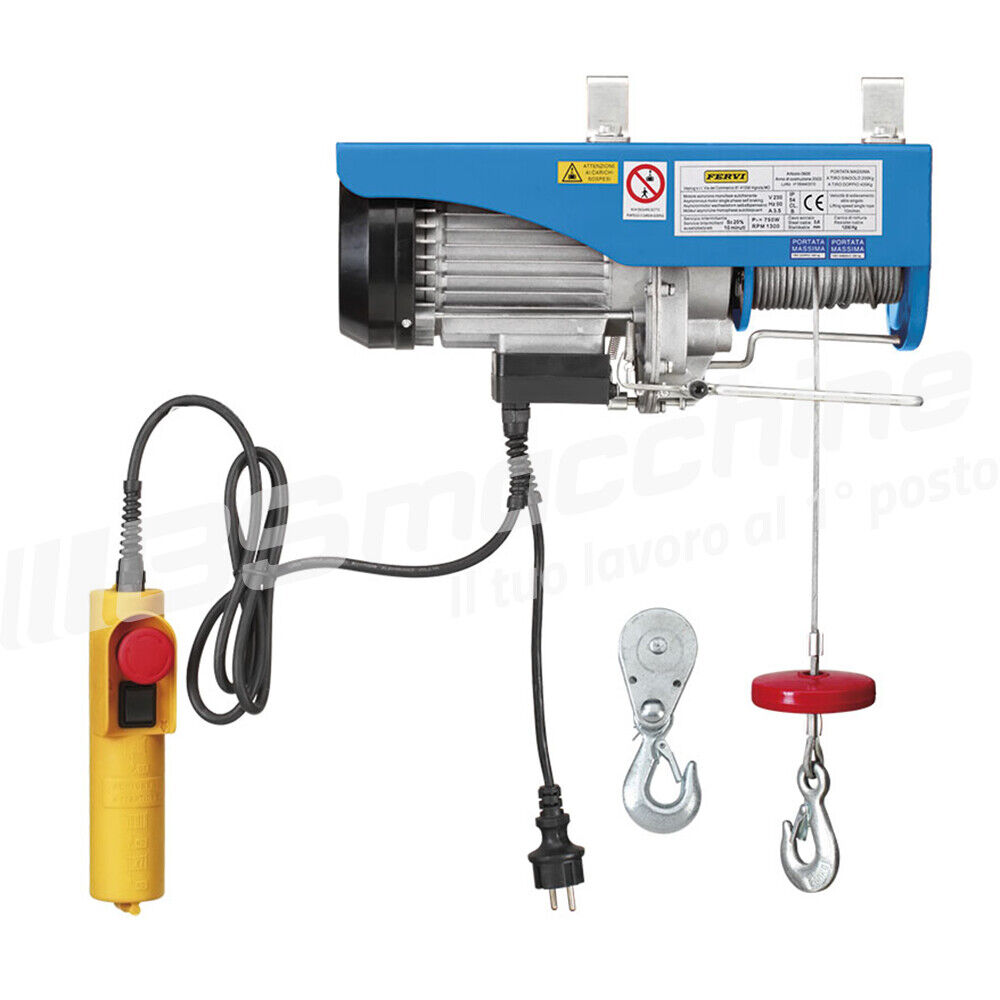 Paranco elettrico FERVI 0600 - portata 200/400 kg - 0.75 kW