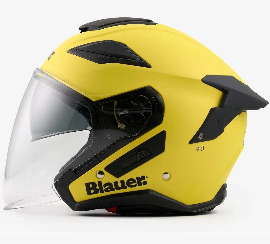 CASCO JET MOTO BLAUER HT JJ-01 GIALLO OPACO VISIERINO INTERNO SOLARE TG S