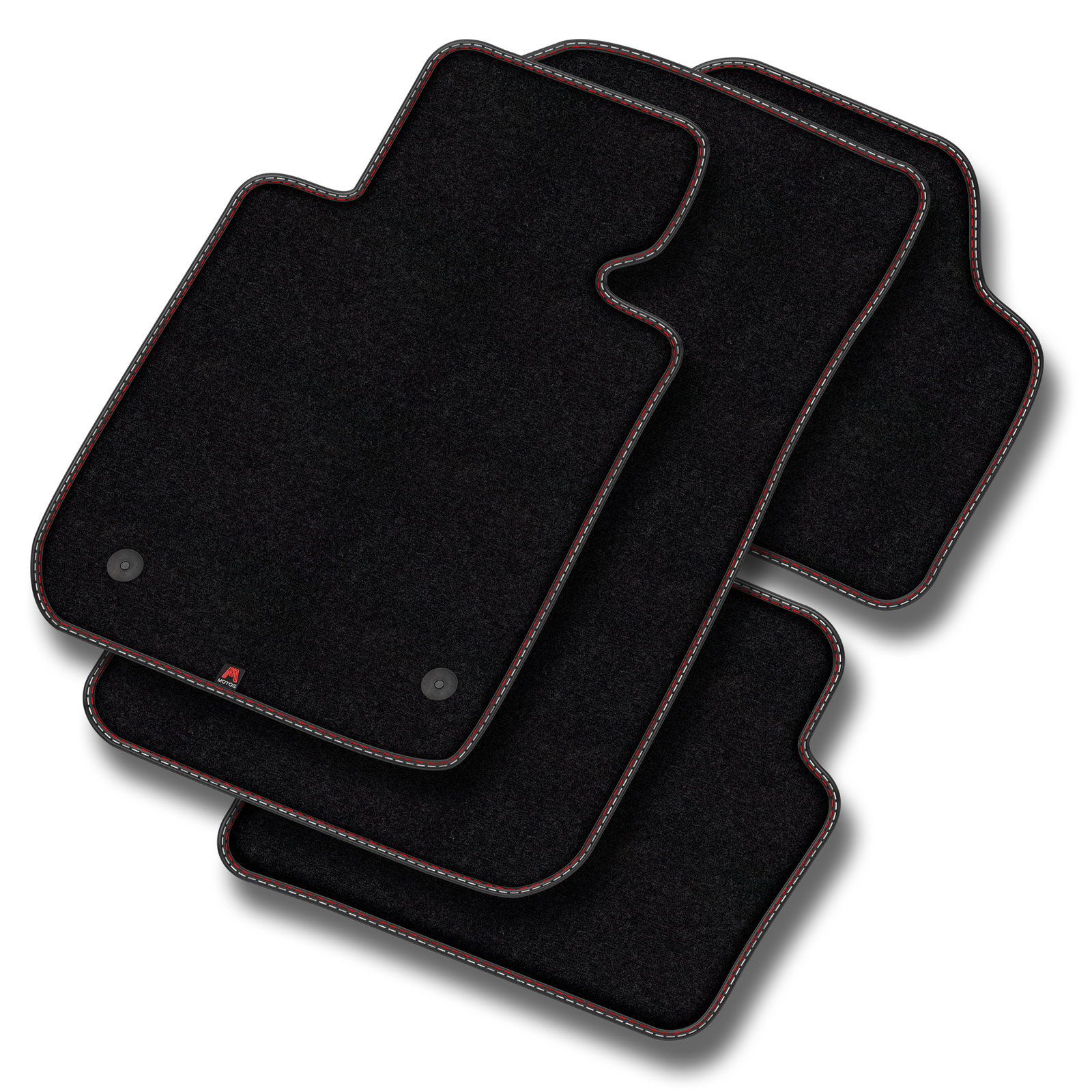 ME11-1 Set Tappetini Velluto Premium Pelle Rosso&Bianco per Mercedes-Benz C Clas