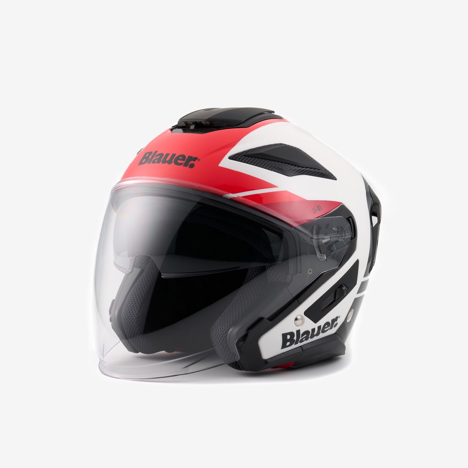 Casco Blauer JET - JJ01 Bianco-Rosso Lucido L