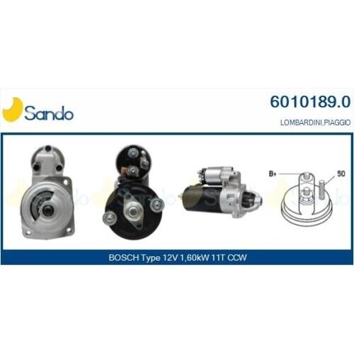 Motorino D'avviamento Sando 6010189.0 per Fiat Piaggio Lombardini