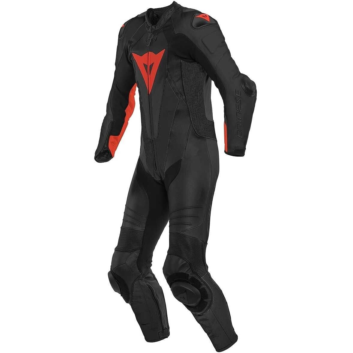 TUTA PELLE LEATHER SUIT MOTO DAINESE LAGUNA SECA 5 1PC BLACK FLUO RED TG 48