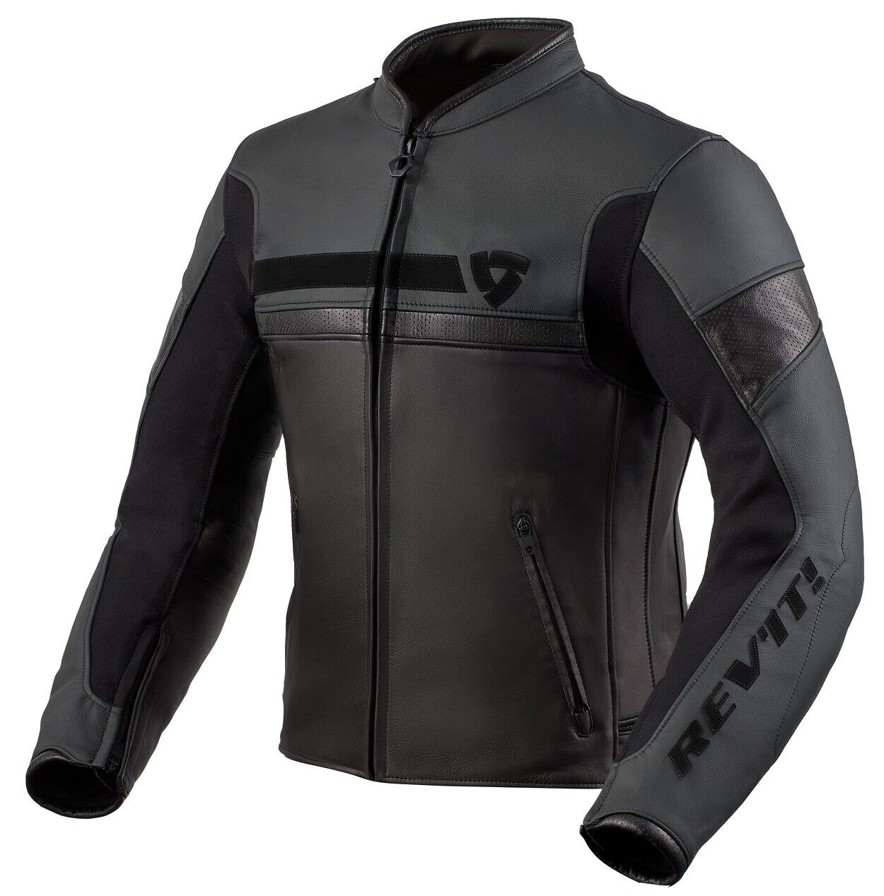 GIACCA JACKET MOTO REV'IT REVIT MILE PELLE LEATHER BLACK NERO TG 46
