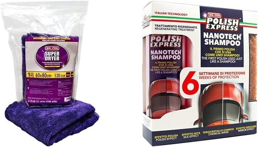 KIT MAFRA SUPER DRYER POLISH EXPRESS CURA LAVA AUTO MACCHINA PANNO ASCIUGA