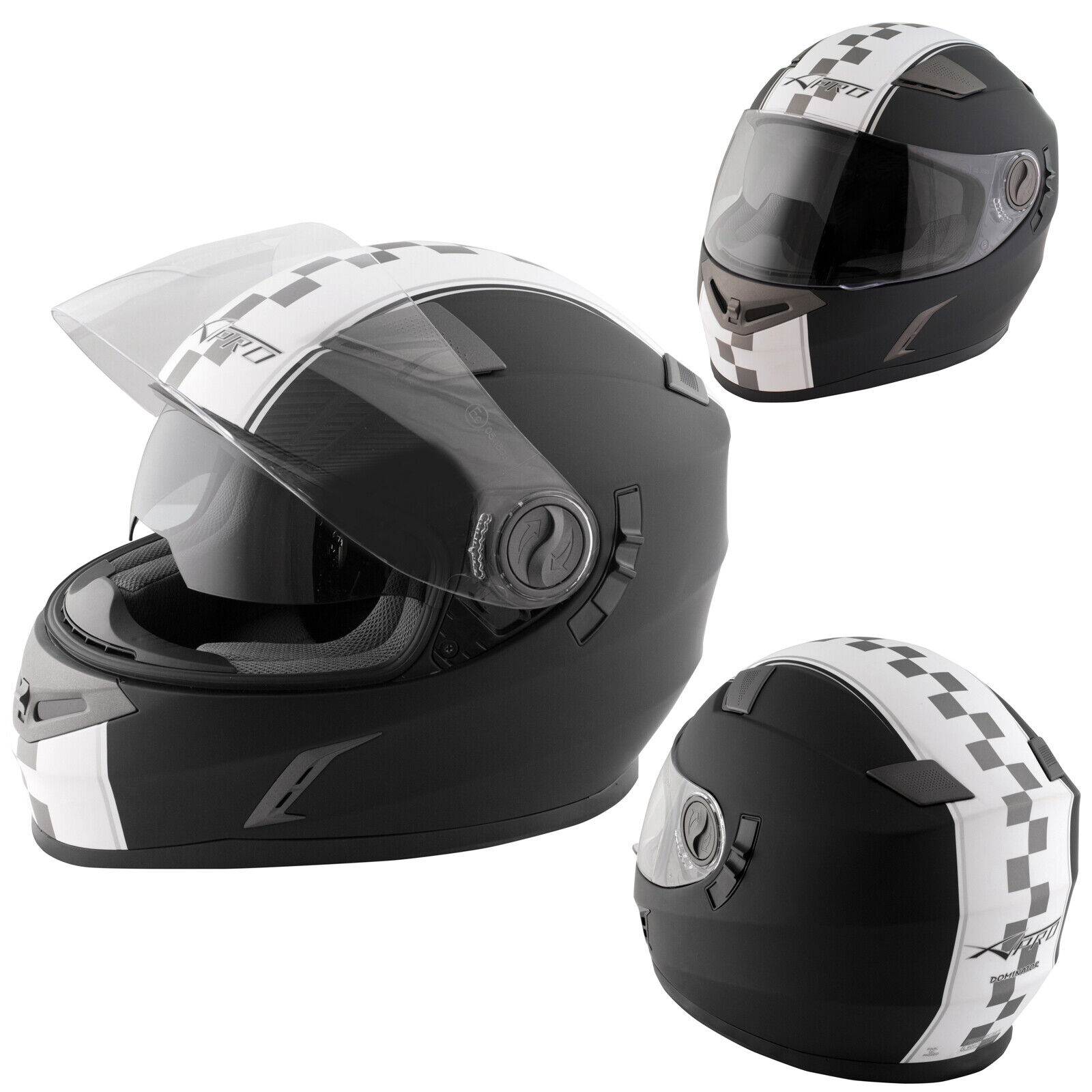 Motorbike Full Face Helmet Motorcycle Scooter Inner Sun Visor Touring Black M