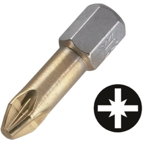 wolfcraft 2 inserti Torsion TiN, a croce (PZ 2) I 1326000 I Inserti Torsion TiN