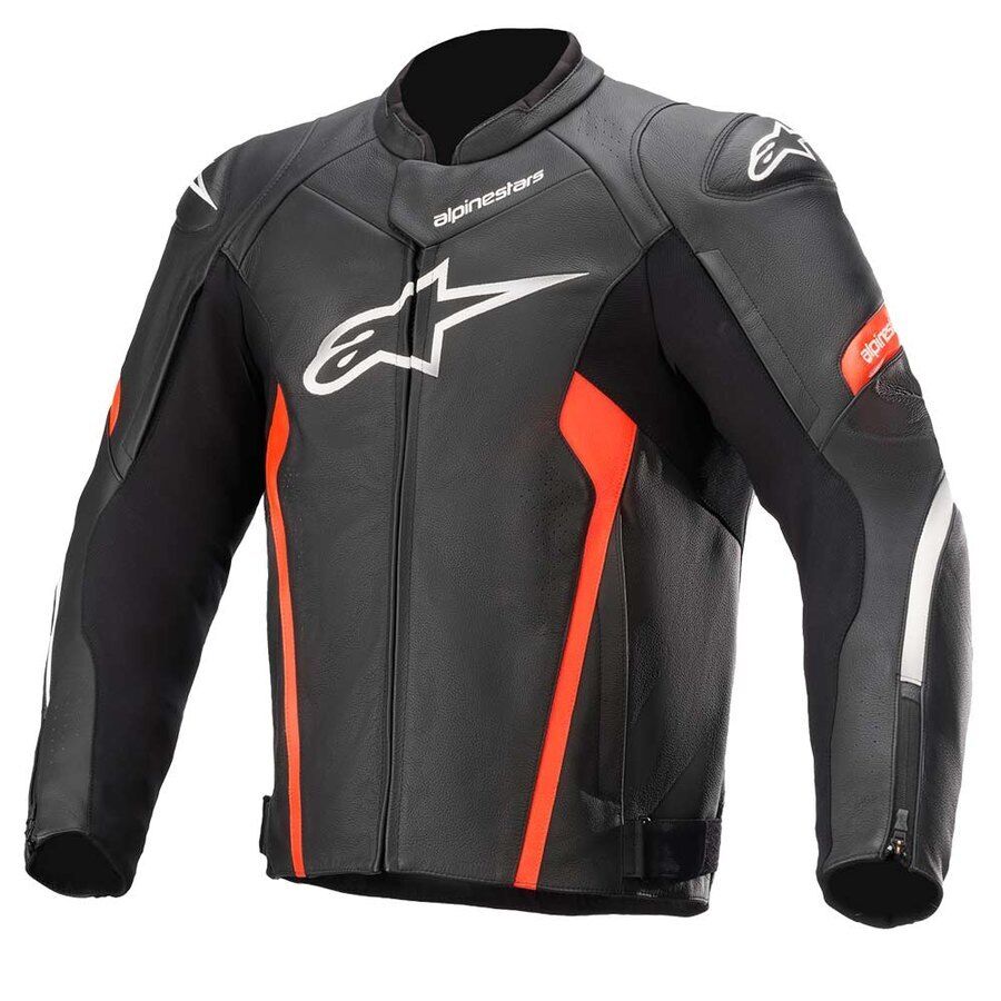 Alpinestars Faster V2 - Giacca in pelle; colore: nero/rosso fluo