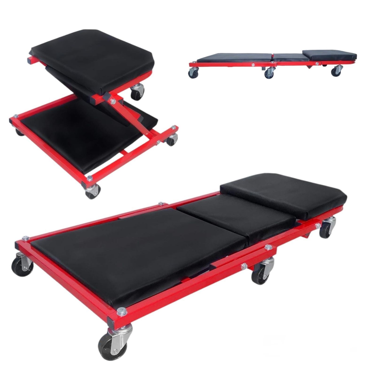 Carrello Sgabello Lettino Sottoauto 2 in 1 da Officina Portata Max 150Kg