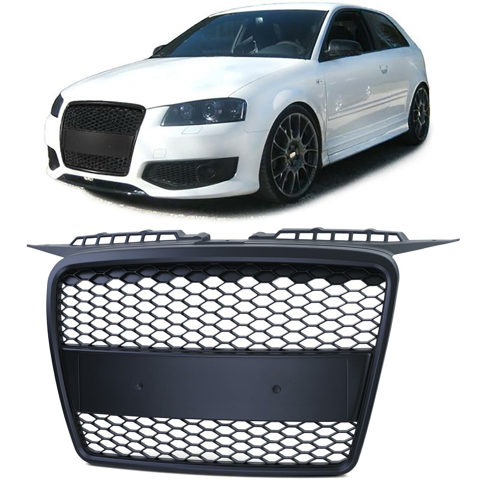 GRIGLIA SPORT ANTERIORE NERO OPACO PER AUDI A3 8P 05-08 GRILL NEW