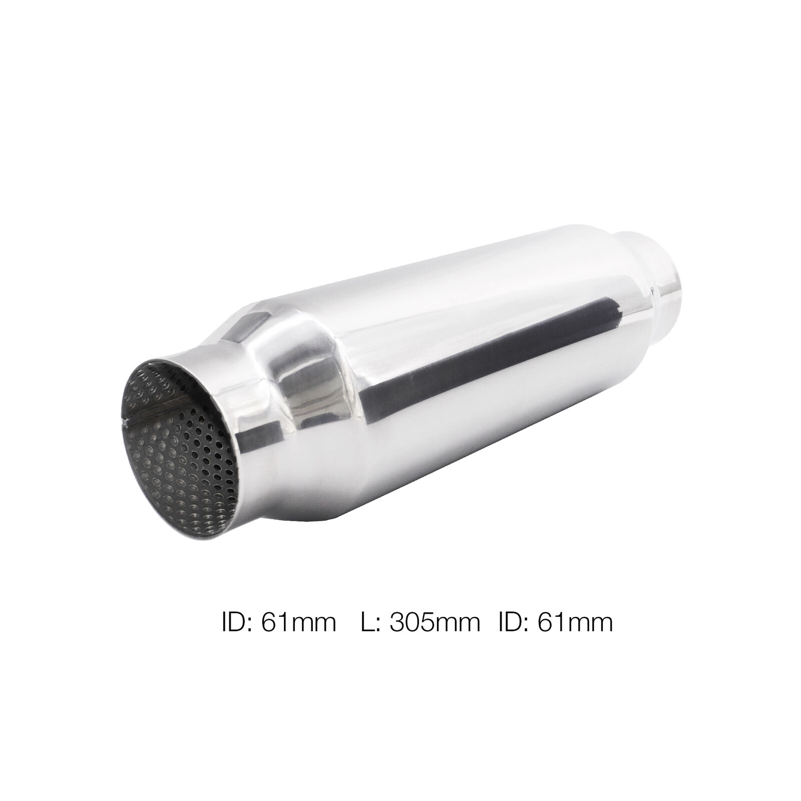 Silenziatore universale inox lucido uscita rotonda 61mm ESR8 305mm