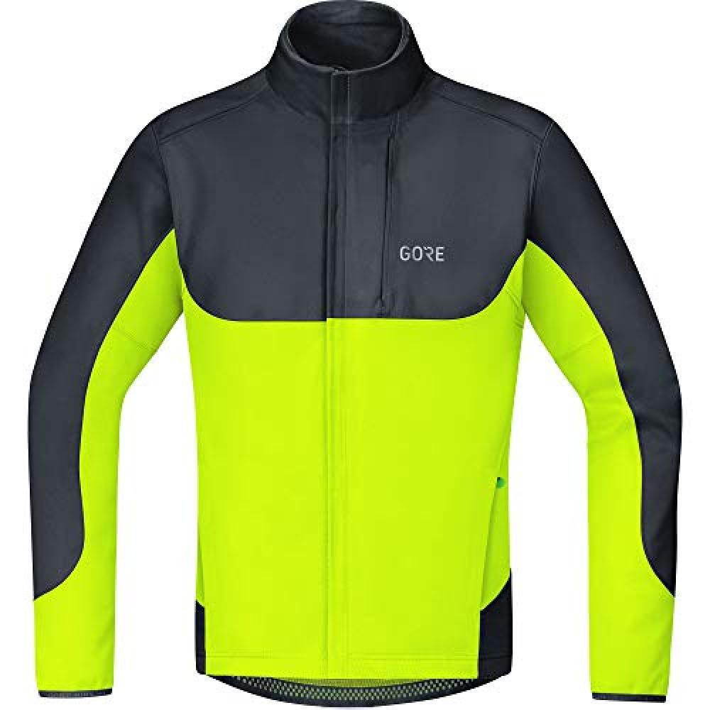 (TG. S) Gore Wear C5 Gore Windstopper Thermo Trail Giacca, Uomo, Nero/Giallo Neo