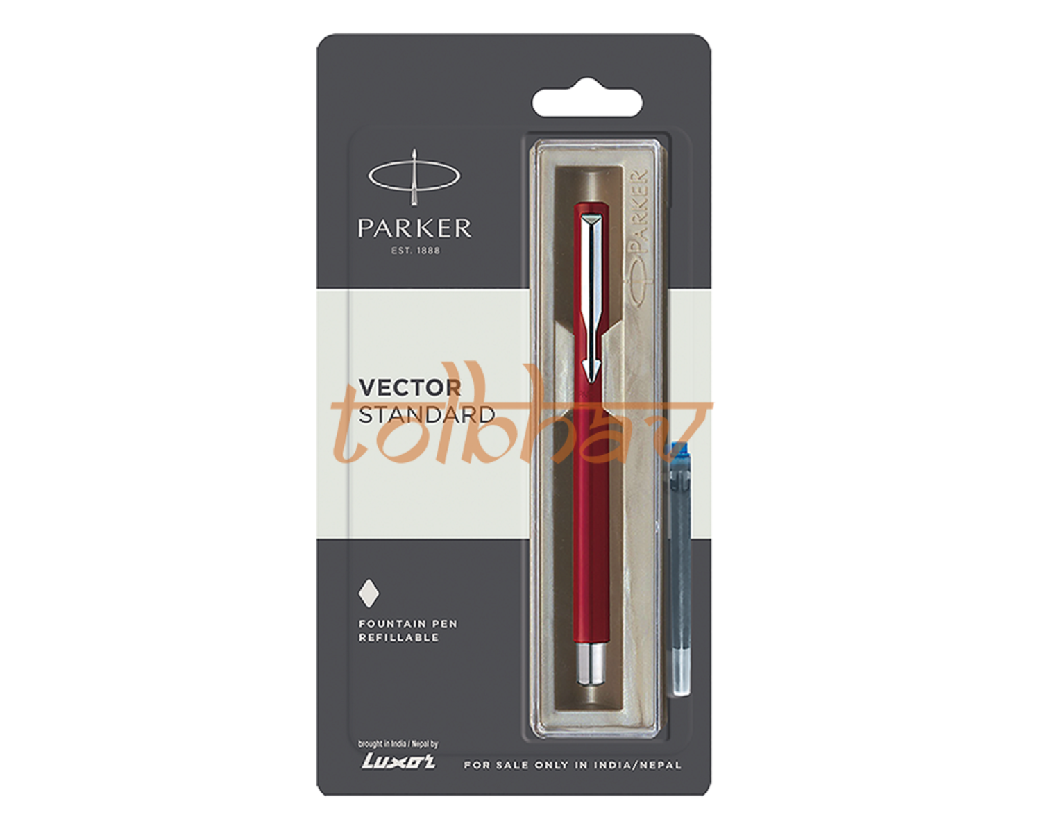 Penna stilografica Parker Vector Standard Chrome Trim CT rossa nuova