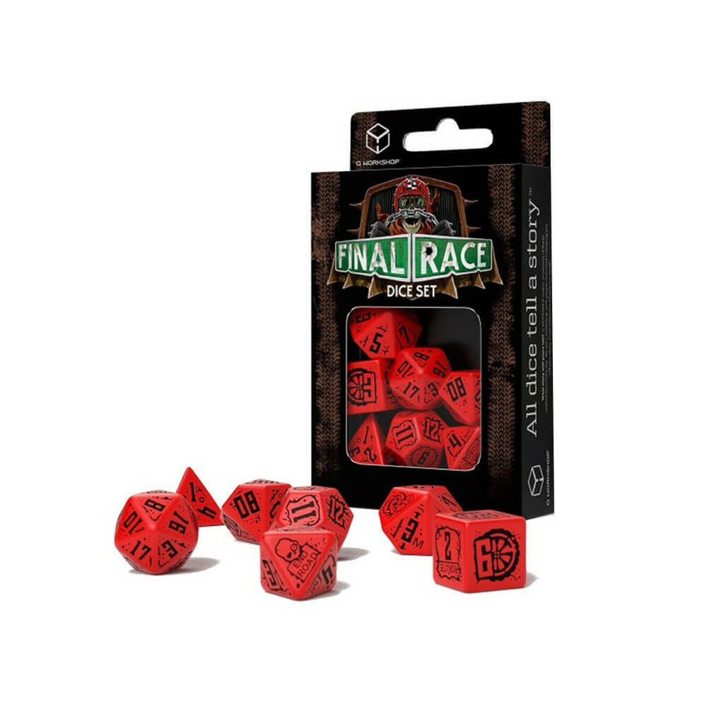 Set di dadi in resina poliedrica Q Workshop Final Race Engine Roar, dagli 8 anni