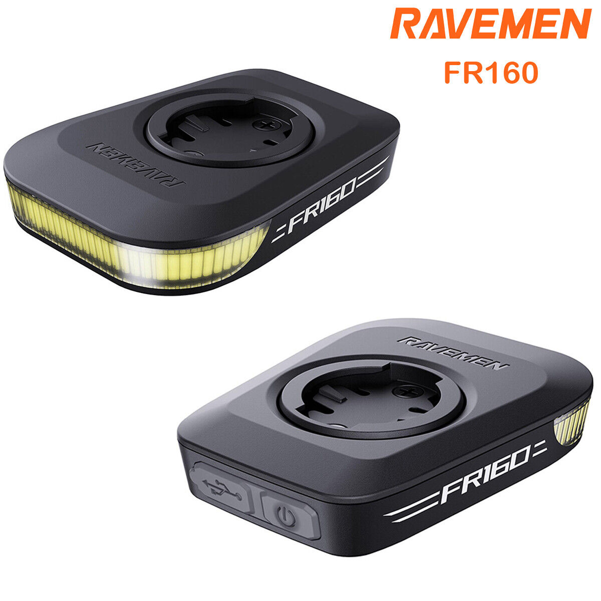 Ravemen LED Bici Faro Luce Anteriore Bicicletta USB per Garmin/Wahoo FR160/FR300