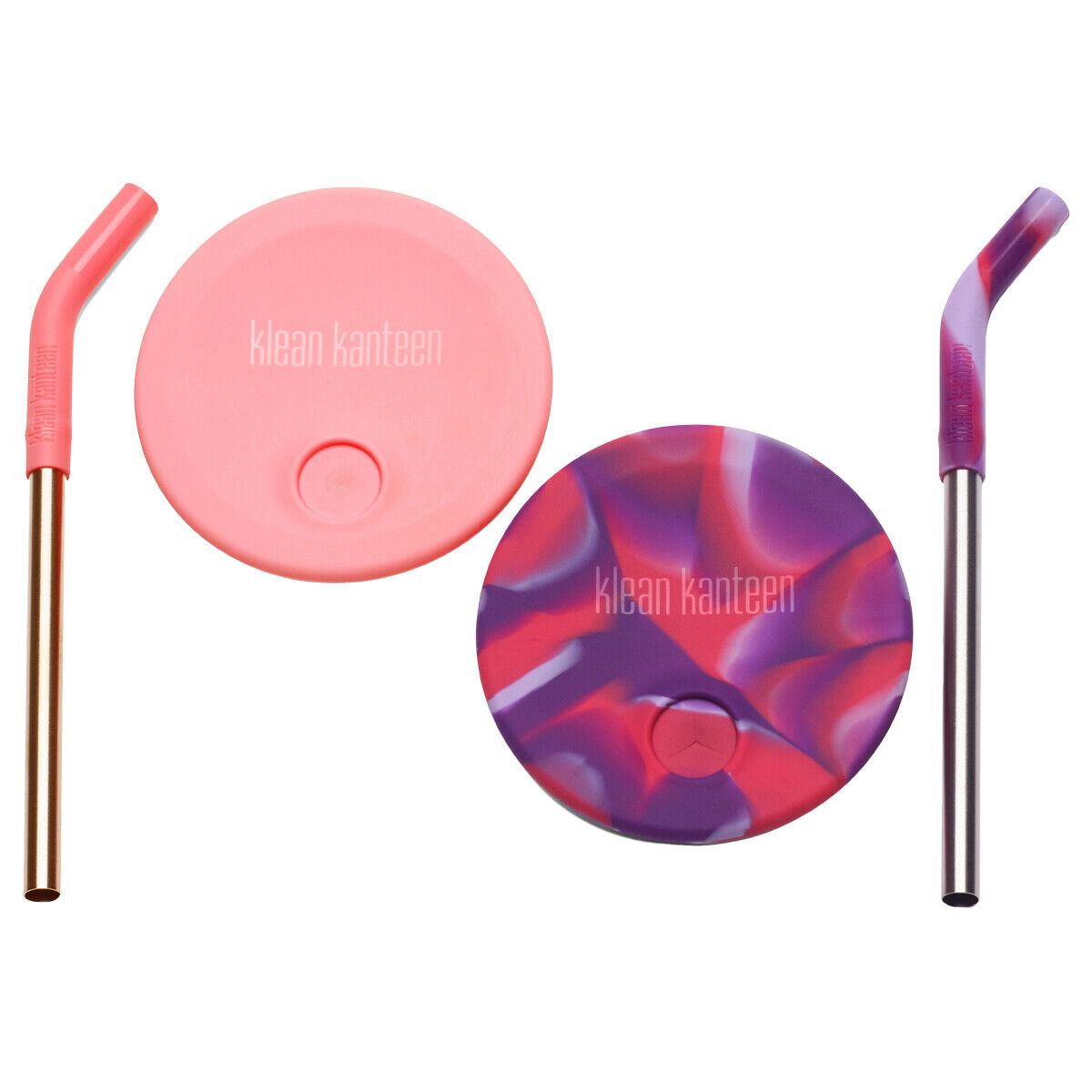 Klean Kanteen Kid's Tazza Straw Lid 2-Pack Gomma Spill Proof Rosa/Rosa Tie Dye
