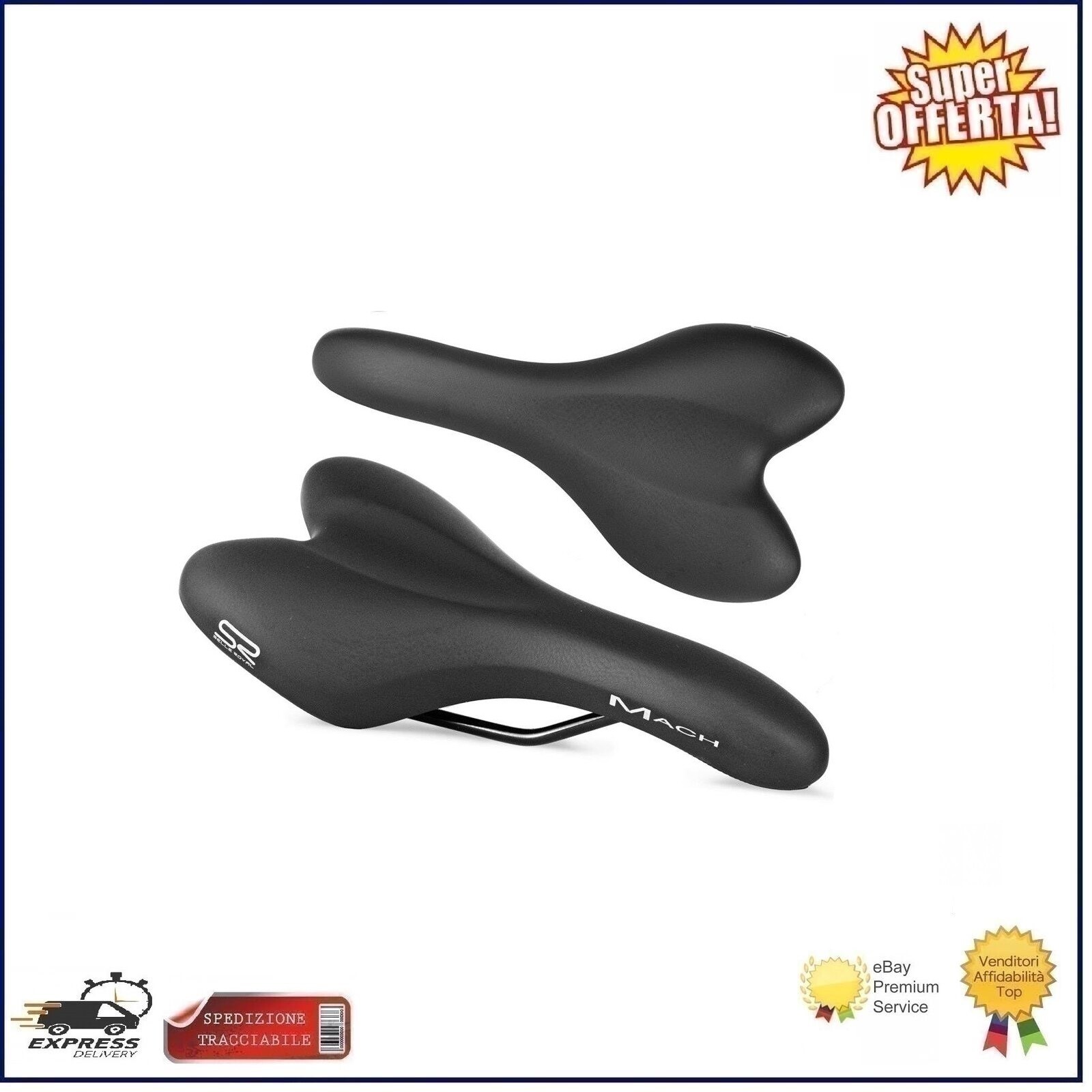 Sella Royal Mach Bici Nera Bicicletta E-Bike Mtb City Corsa Taglia Unisex