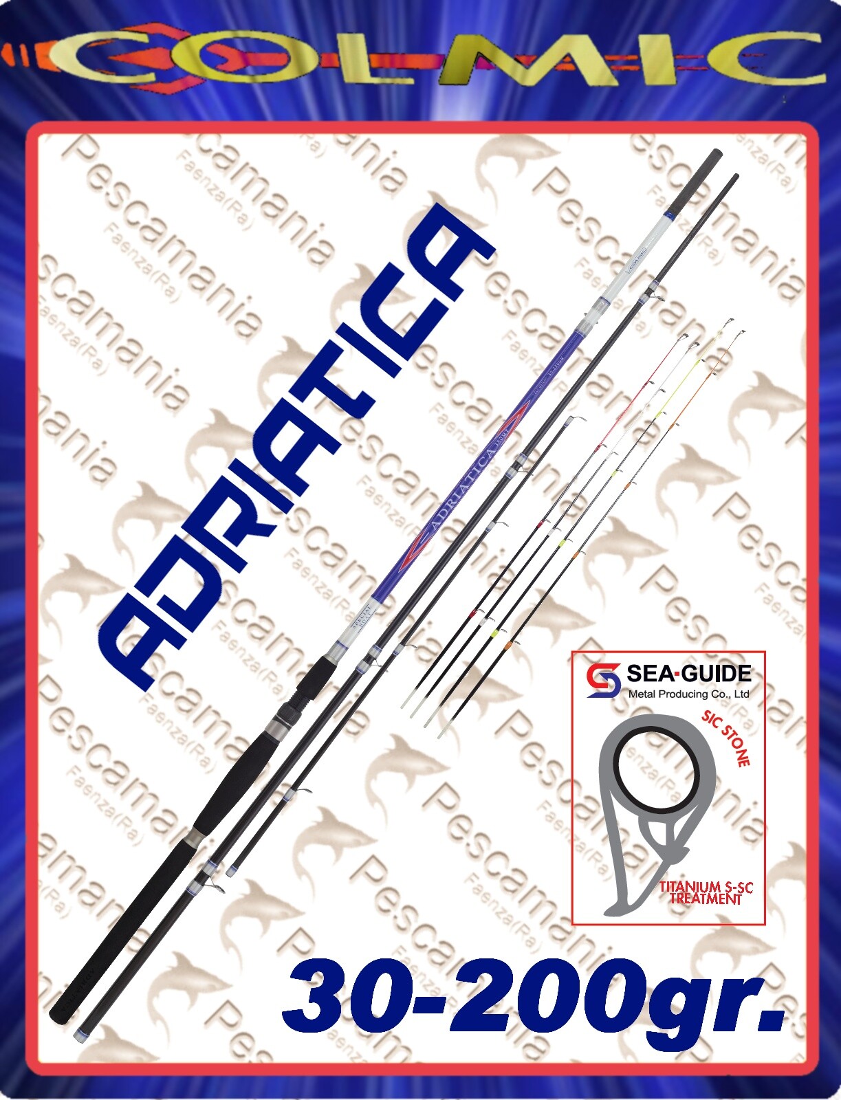 Canna carbonio colmic adriatica 30-200 gr. mt 3.80 barca bolentino 4 vette