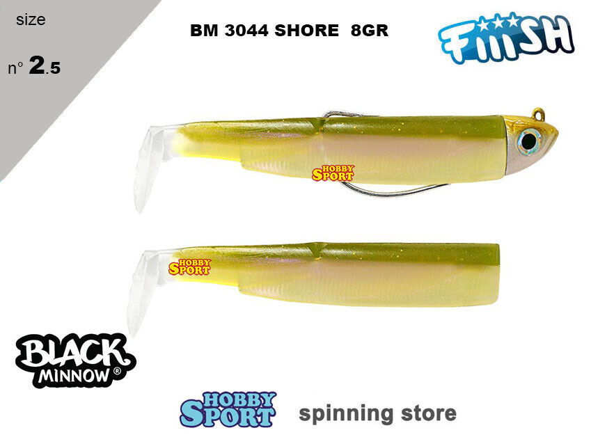 BLACK MINNOW FIIISH SIZE 2.5 BM 3044 COMBO WAKASAGI 8 GR SHORE +1 CORPS SPINNING