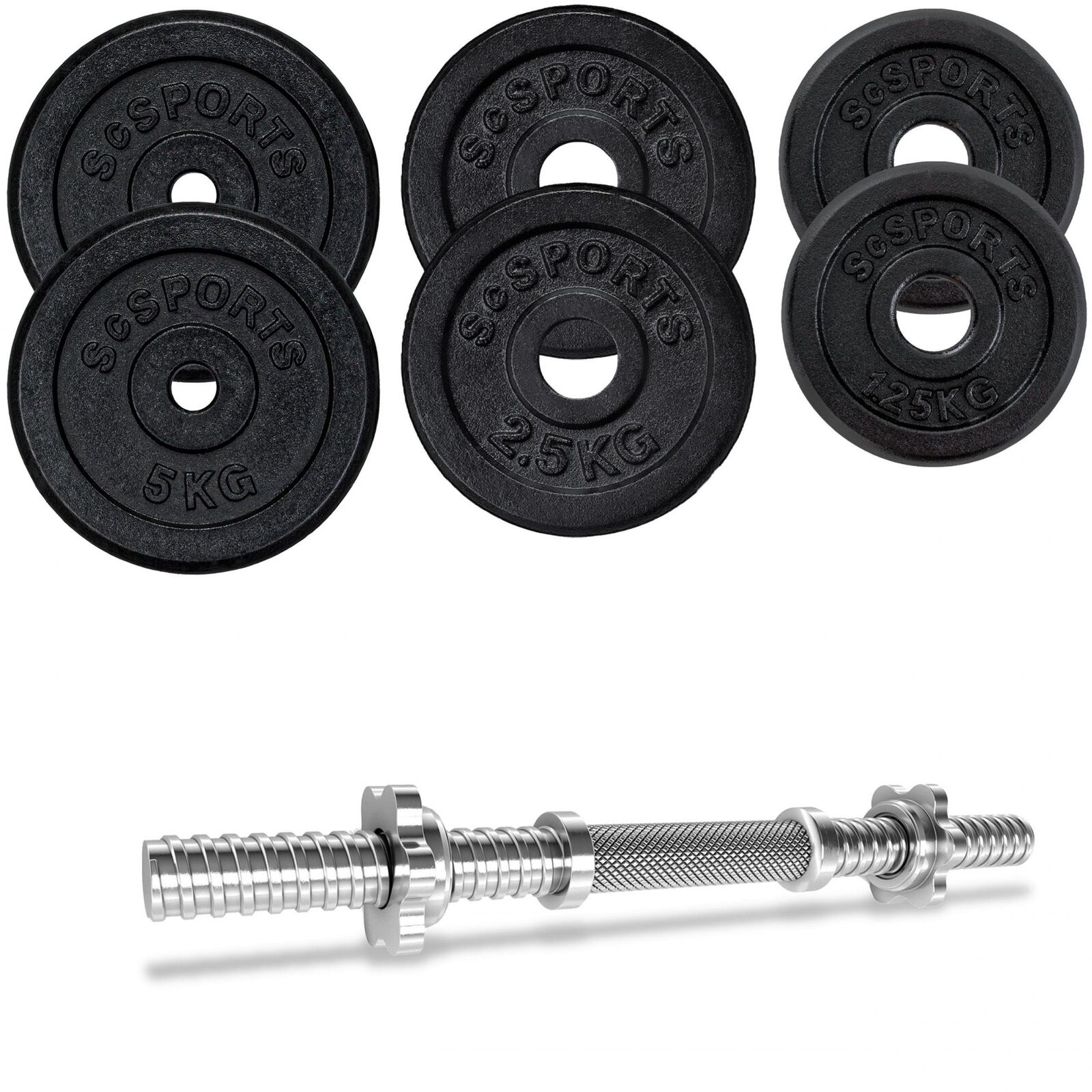 ScSPORTS® Manubri Set da 20kg Ghisa Palestra 30mm Dumbbells Bara con Dischi Pesi