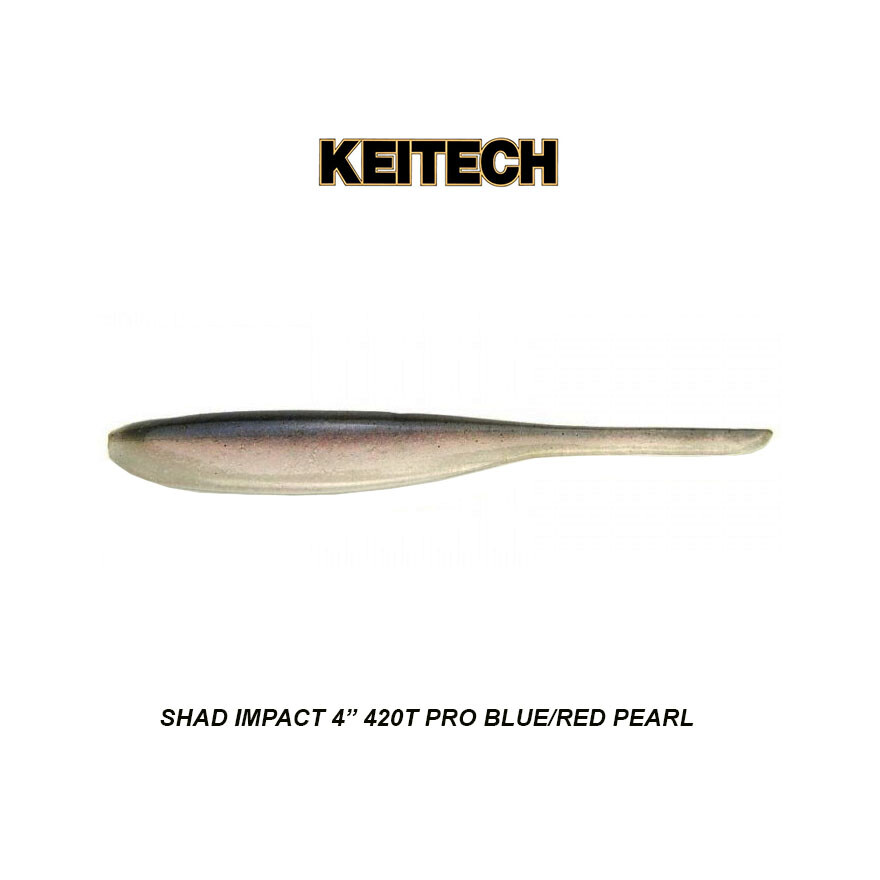 KEITECH SHAD IMPACT 4'' COLORE 420T PRO BLUE RED PEARL 8 PZ BLACK BASS SPIGOLA